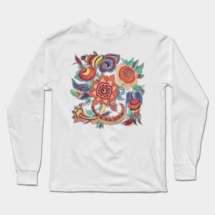 Colorful ukrainian flower decor Long Sleeve T-Shirt